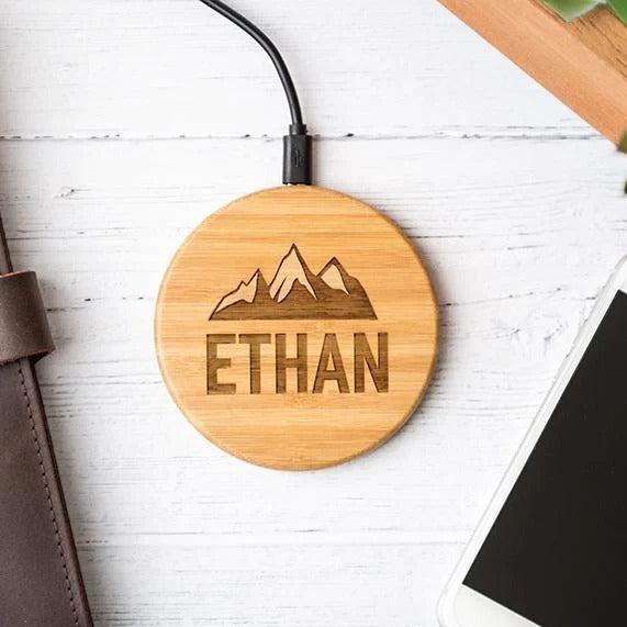 Personalized Wooden Wireless Cell Phone Chargers