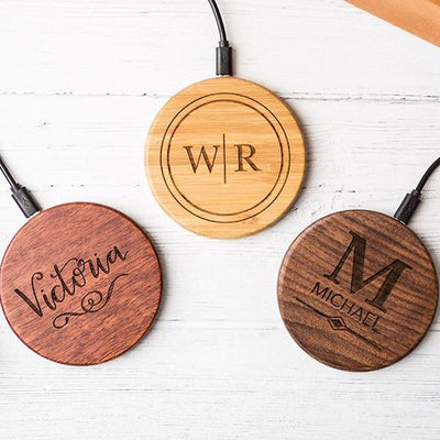 Personalized Wooden Wireless Cell Phone Chargers