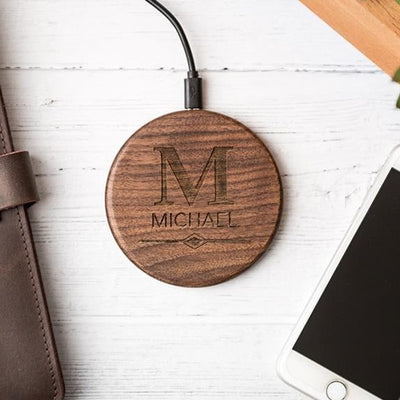 Personalized Wooden Wireless Cell Phone Chargers