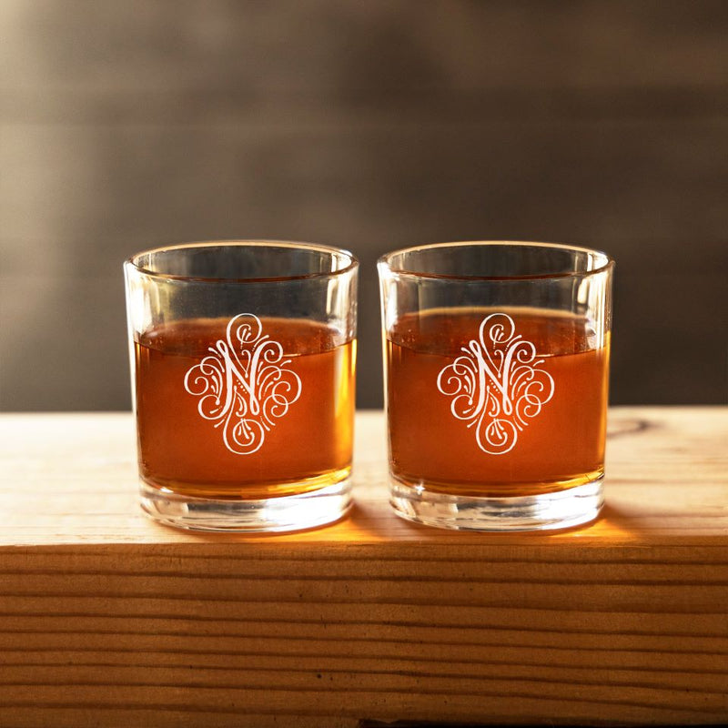 Personalized Monogrammed Whiskey Glasses - Set of 2