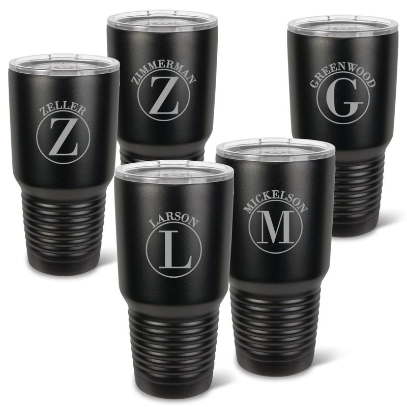 Personalized Húsavík Tumblers - Set of 5 - Insulated - Groomsmen - Matte Black - 30 oz.-Circle-