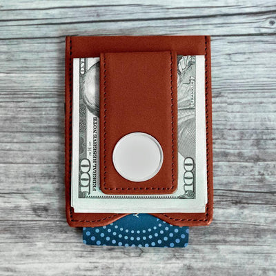 Personalized Men's Brown Leather Money Clip