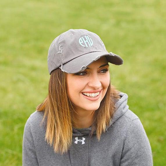 Monogrammed Distressed Caps