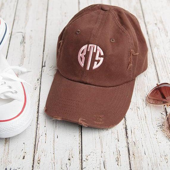 Monogrammed Distressed Caps