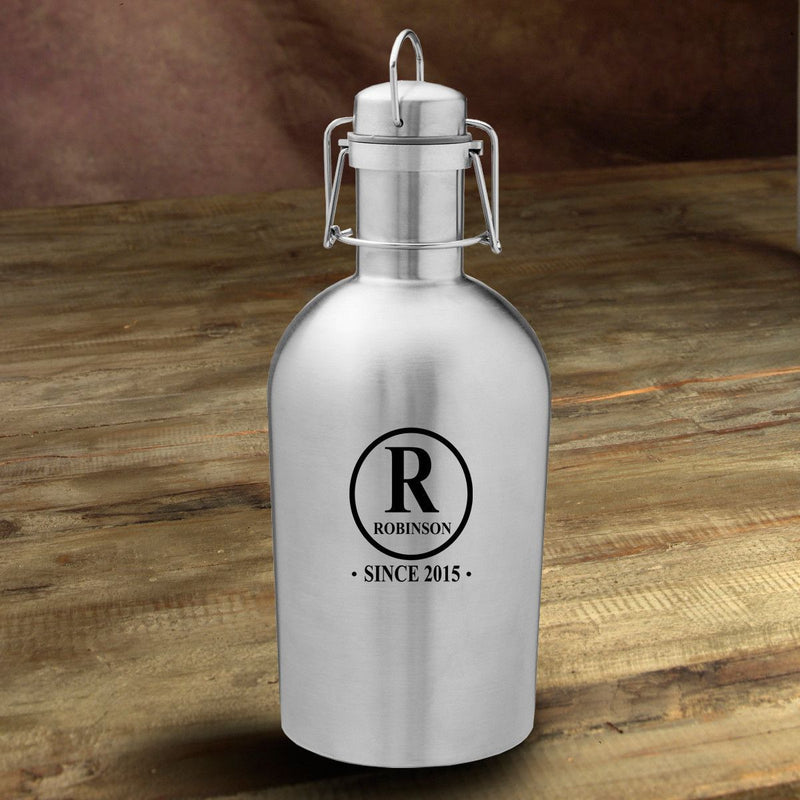 Personalized Growler - Beer - Stainless Steel - Groomsmen - 64 oz.-Initial-