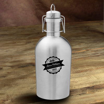 Personalized Growler - Beer - Stainless Steel - Groomsmen - 64 oz.-BottleTop-
