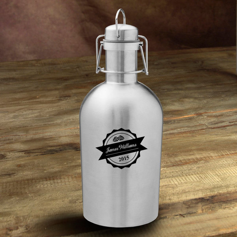 Personalized Growler - Beer - Stainless Steel - Groomsmen - 64 oz.-BottleTop-