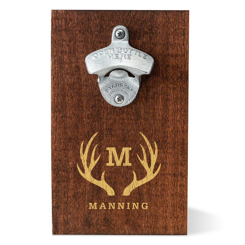 Personalized Wood Plank Wall Bottle Opener-Antlers-