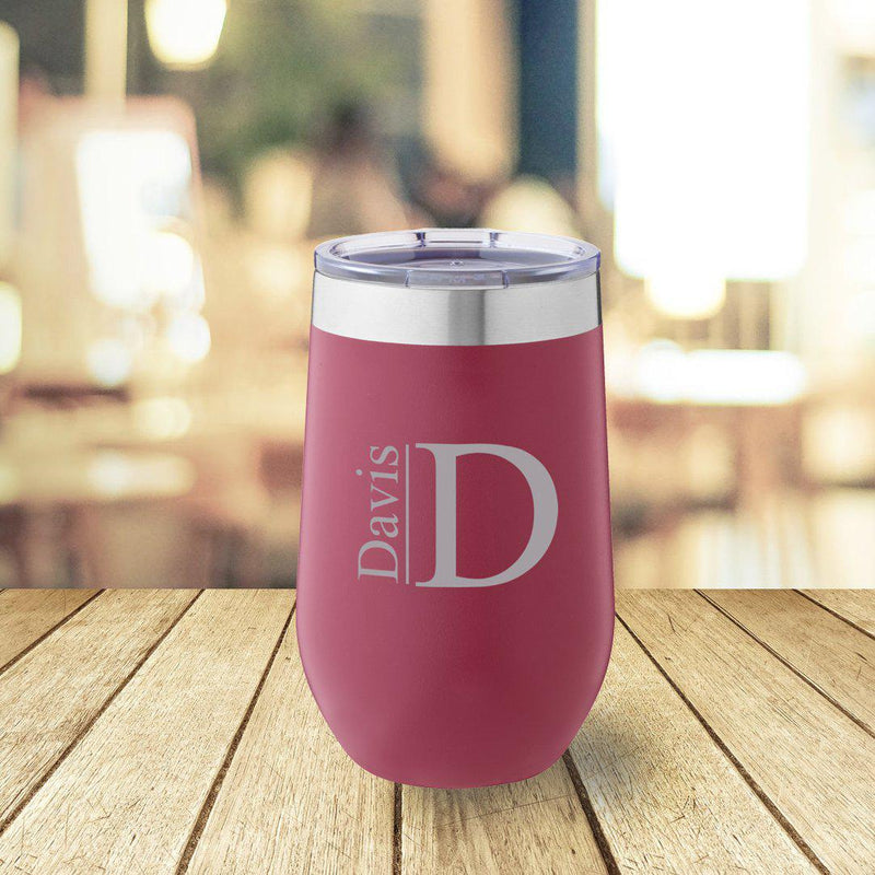 Personalized Burgundy 16 oz. Travel Tumbler