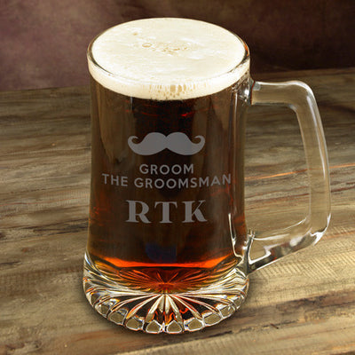 Personalized Beer Mugs - Mustache Mug - Glass - Groomsmen - 25 oz.-GroomTheGroomsman-