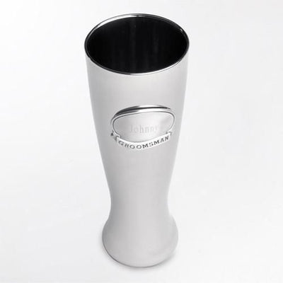 Personalized Beer Glasses - Gunmetal Pilsner - Pewter Medallion - 20 oz.-