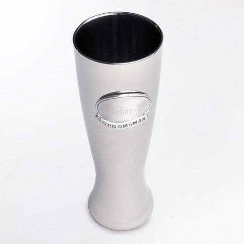 Personalized Beer Glasses - Gunmetal Pilsner - Pewter Medallion - 20 oz.-