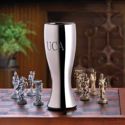 Personalized Beer Glasses - Pilsner - Gunmetal - 20 oz.-3initials-