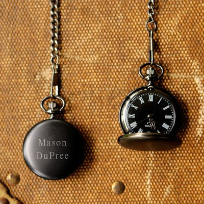 Personalized Pocket Watch - Set of 5 - Midnight - Groomsmen-Default-Black-