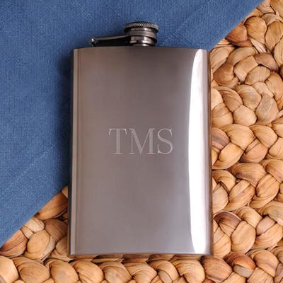 Personalized Flask - Gunmetal - Engraved - Groomsman - 8 oz.-Default-