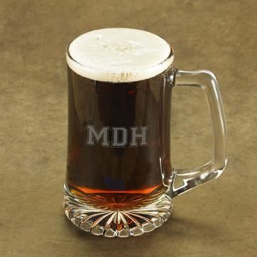 Personalized Beer Mugs - Glass - Monogram - Groomsmen - 25 oz.-3Initials-