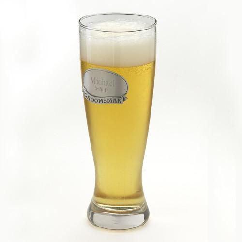 Personalized Beer Glasses - Pilsner - Pewter Medallion - 20 oz.-Groomsman-