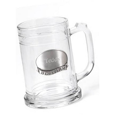Personalized Groomsmen Pewter Medallion Beer Mug - 16 oz.-Barware-JDS-Default-