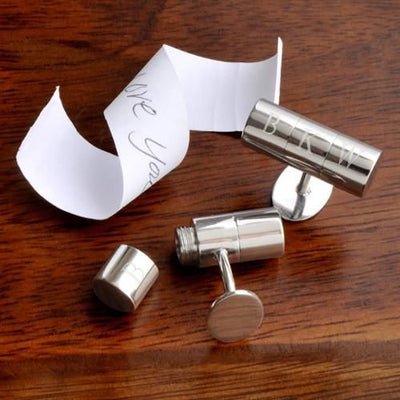 Personalized Cufflinks - Secret Agent - Groomsmen Gifts-Default-Silver-