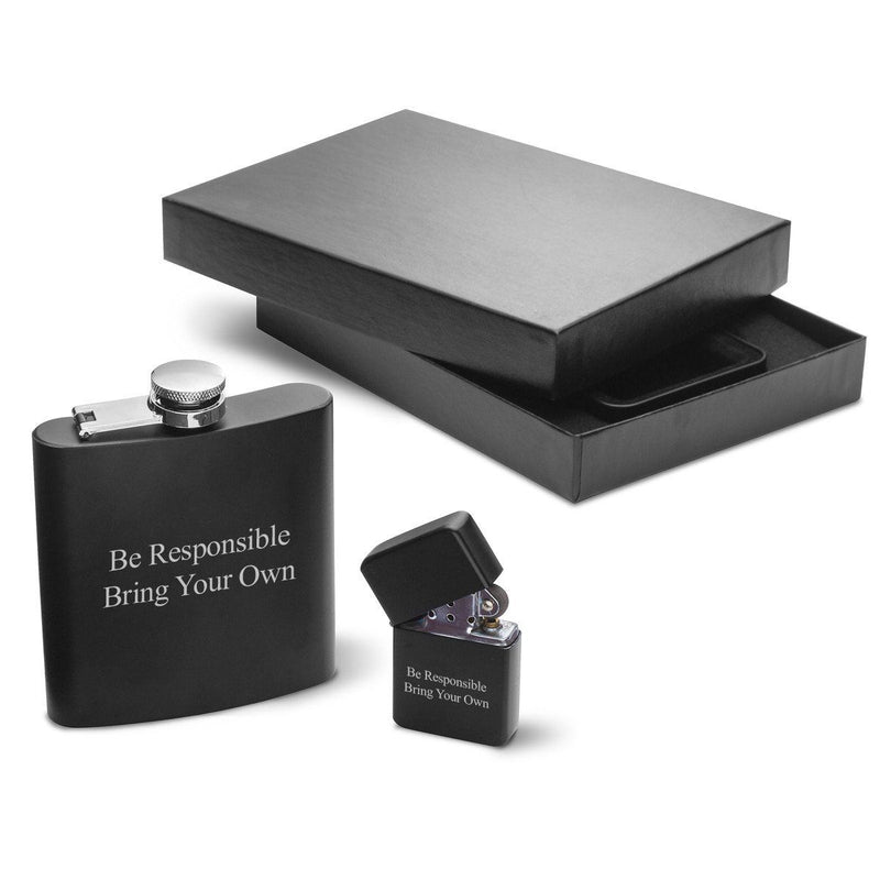 Personalized Flasks - Personalized Lighters - Set - Groomsmen-Flasks-JDS-