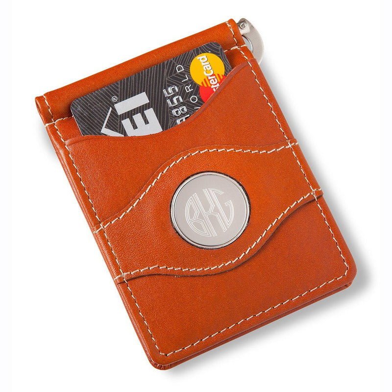 Personalized Metal Pin Money Clip and Wallet - Brown