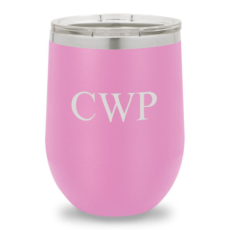 Personalized Bridesmaid Insulated Wine Tumbler 12 oz. - Light Purple-Barware-JDS-3Initials-