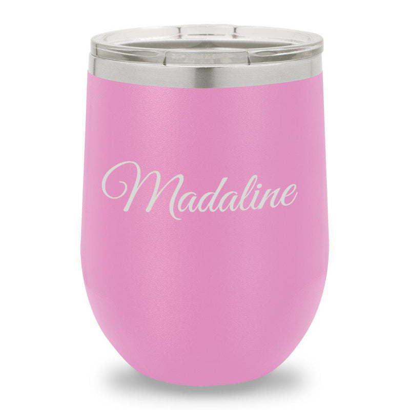 Personalized Bridesmaid Insulated Wine Tumbler 12 oz. - Light Purple-Barware-JDS-Script-