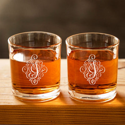 Personalized Monogrammed Whiskey Glasses - Set of 2