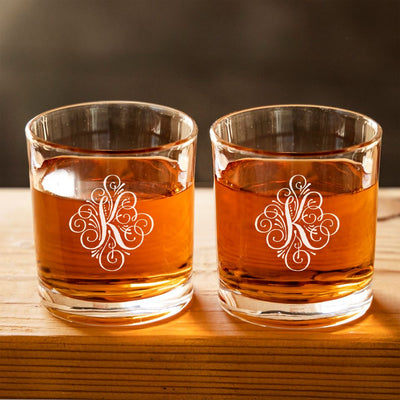 Personalized Monogrammed Whiskey Glasses - Set of 2