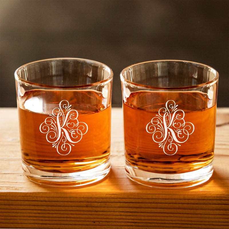 Personalized Monogrammed Whiskey Glasses - Set of 2