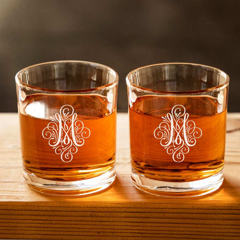 Personalized Monogrammed Whiskey Glasses - Set of 2