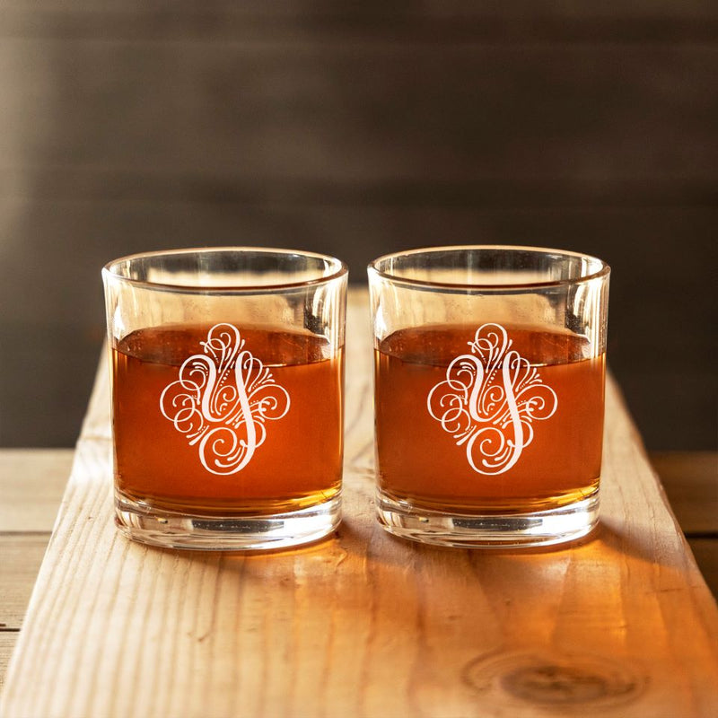 Personalized Monogrammed Whiskey Glasses - Set of 2