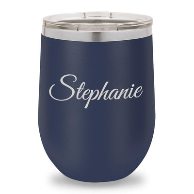 Personalized Navy 12oz. Insulated Wine Tumbler - Script - JDS