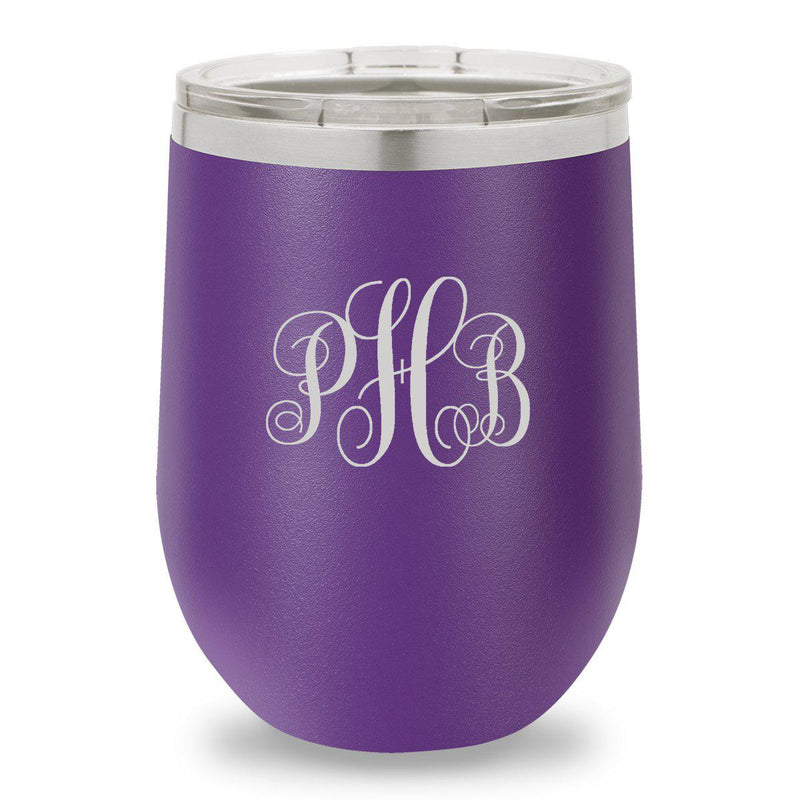 Personalized Bridesmaid Insulated Wine Tumbler 12 oz. - Purple-Barware-JDS-IMF-