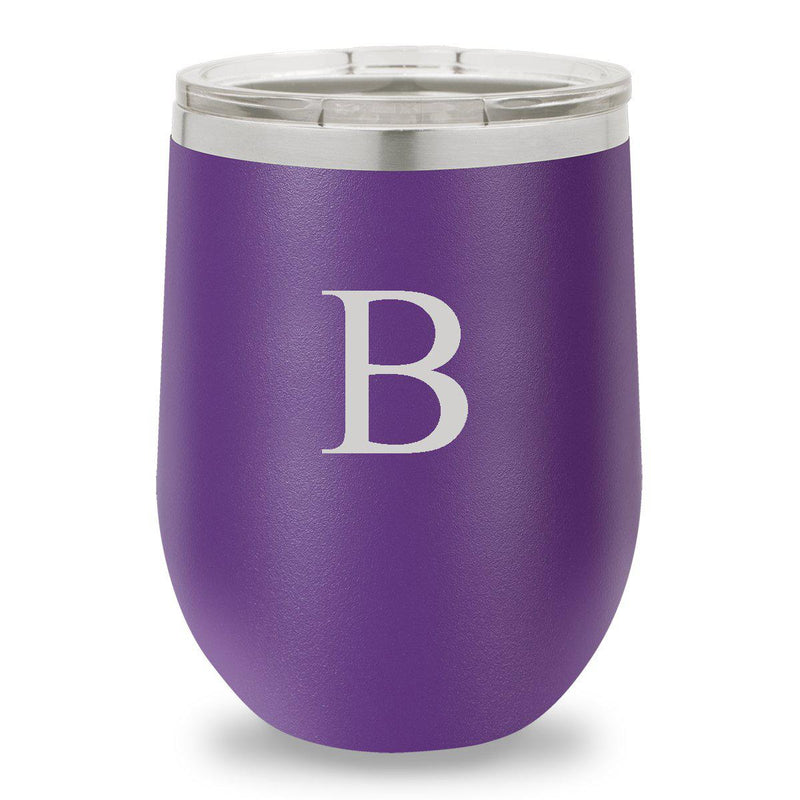 Personalized Bridesmaid Insulated Wine Tumbler 12 oz. - Purple-Barware-JDS-Initial-