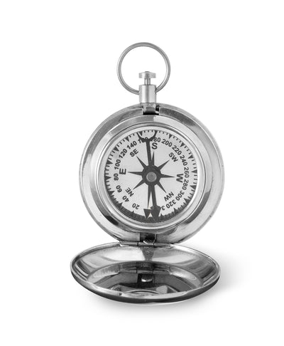 Personalized High Polish Silver Keepsake Compass with Wooden Box-Outdoors-JDS-