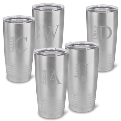 Personalized Húsavík Stainless Silver 20 oz. Double Wall Insulated Tumblers Set of 5-Barware-JDS-Modern-