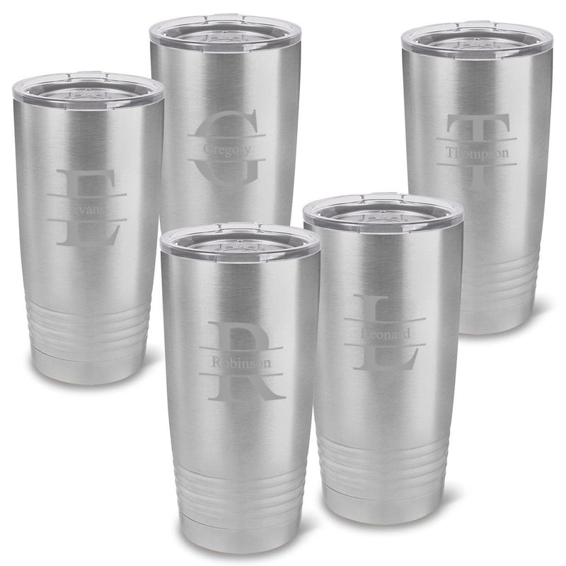 Personalized Húsavík Stainless Silver 20 oz. Double Wall Insulated Tumblers Set of 5-Barware-JDS-Stamped-