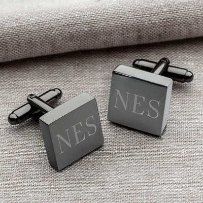 Personalized Cufflinks - Gunmetal - Square - Groomsmen Gifts-