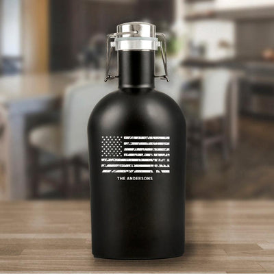Personalized Patriotic Black Beer Growler