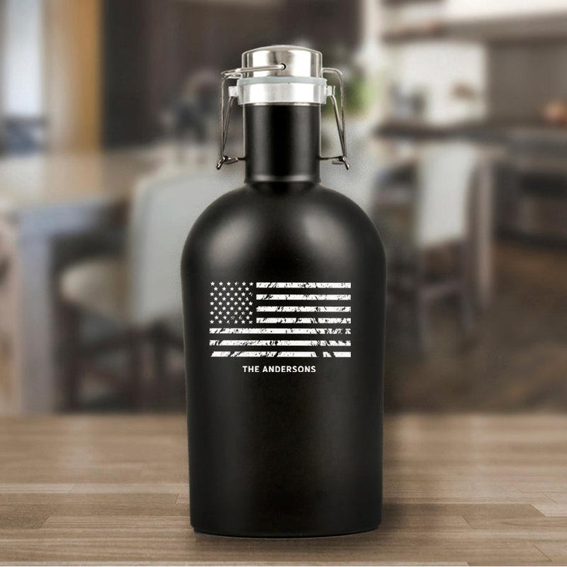 Personalized Patriotic Black Beer Growler