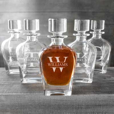 Set of 5 Groomsmen Personalized Antique Whiskey Decanters