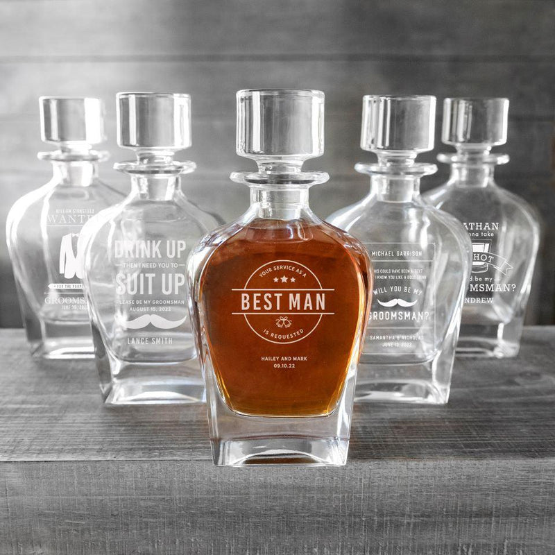 Groomsmen Proposal Set of 5 Baron Whiskey Decanters