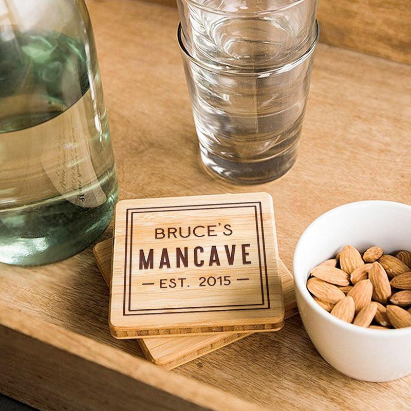 Personalized Man Cave Bamboo Coasters