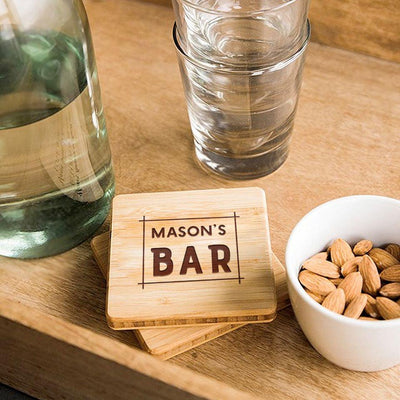 Personalized Man Cave Bamboo Coasters