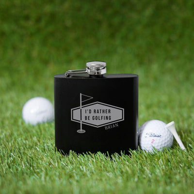Groomsmen Gift Set of 5 Personalized Black Golf Flasks