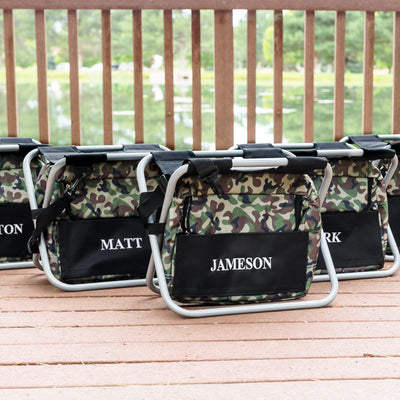 Personalized Set of 5 Camo Cooler Chairs - Sit N Sip