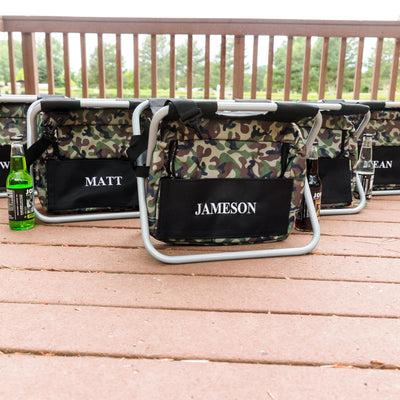 Personalized Set of 5 Camo Cooler Chairs - Sit N Sip