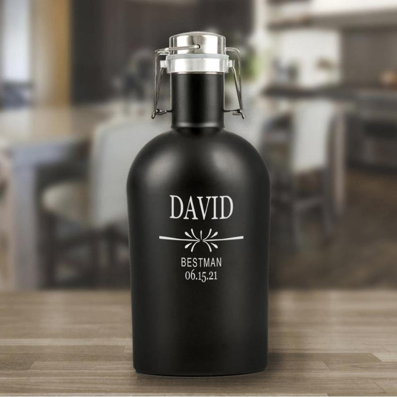 Personalized Best Man Black Beer Growler
