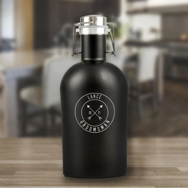 Personalized Groomsman Black Beer Growler